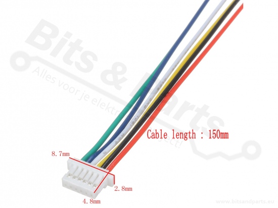 Signaalconnector JST SH 6-polig  micro met draad en socket 15cm